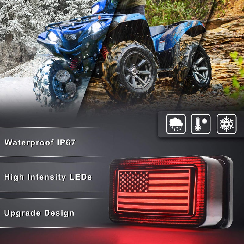 MOVOTOR ATV Tail Light with DRL US Flag Design Brake Light Smoke Lens for ATV UTV Yamaha Grizzly Viking Rhino Big Bear Kodiak Bruin Wolverin Bear Tracker - Image 4